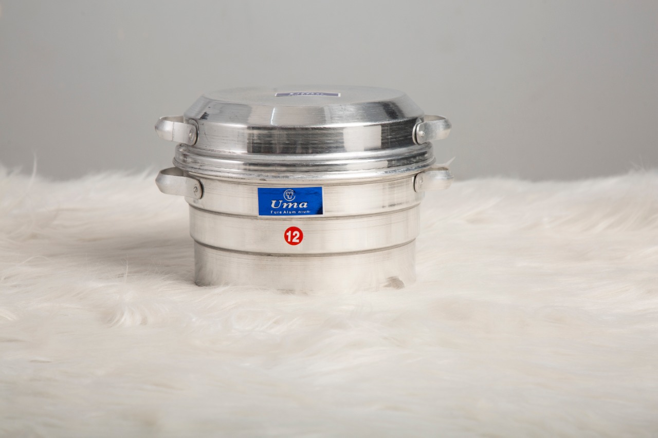 Real uploaded Uma Metal 12 number idli cooker set